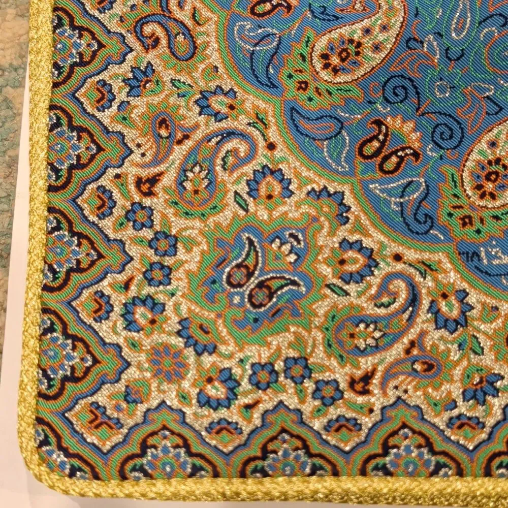 Blue Gold Beige Paisley Square Pillow Sham, Standard Square 18x18 set of two